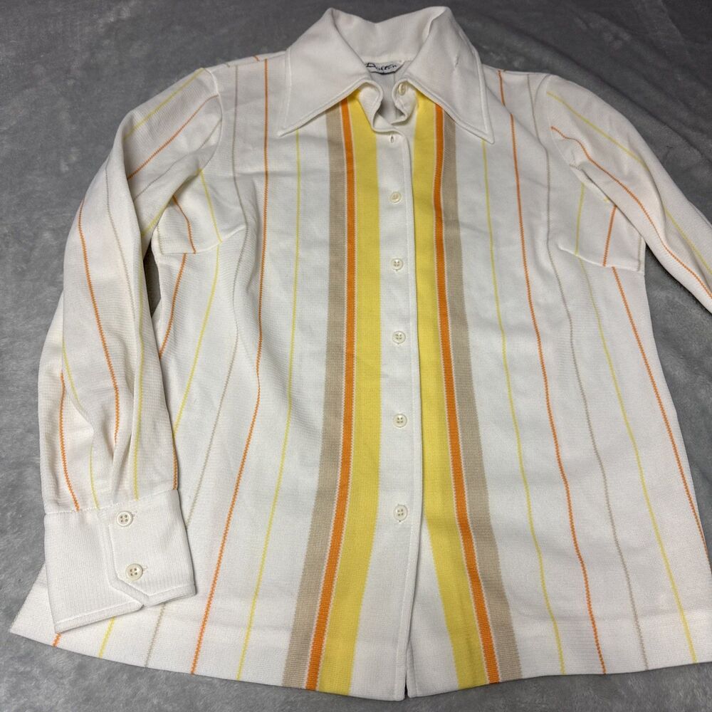 dalton vintage button down reto shirt striped orange and yellow